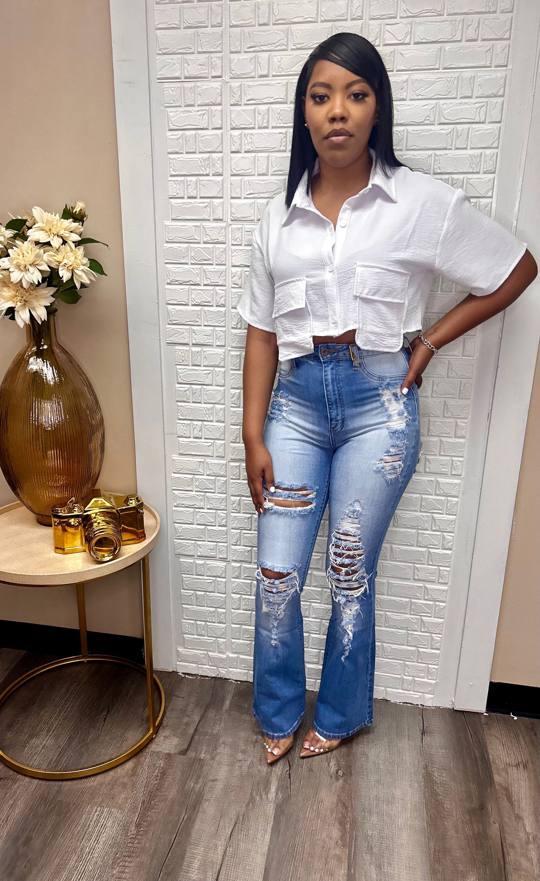 Triple ripped denim jeans  image 0