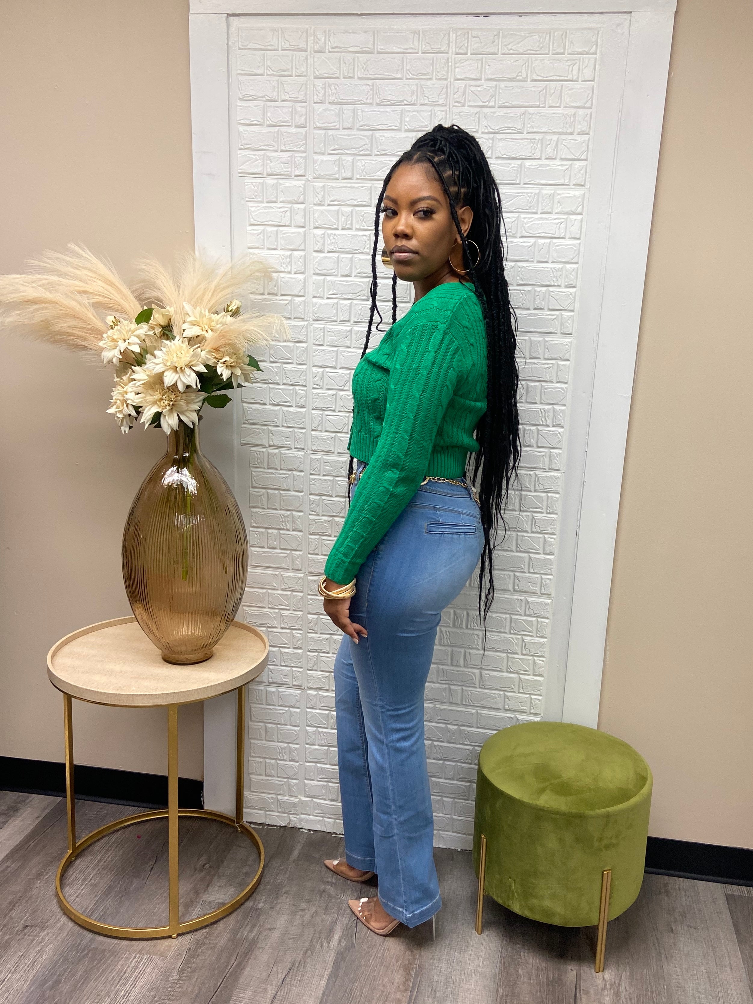 Kelly green crop cardigan  image 3