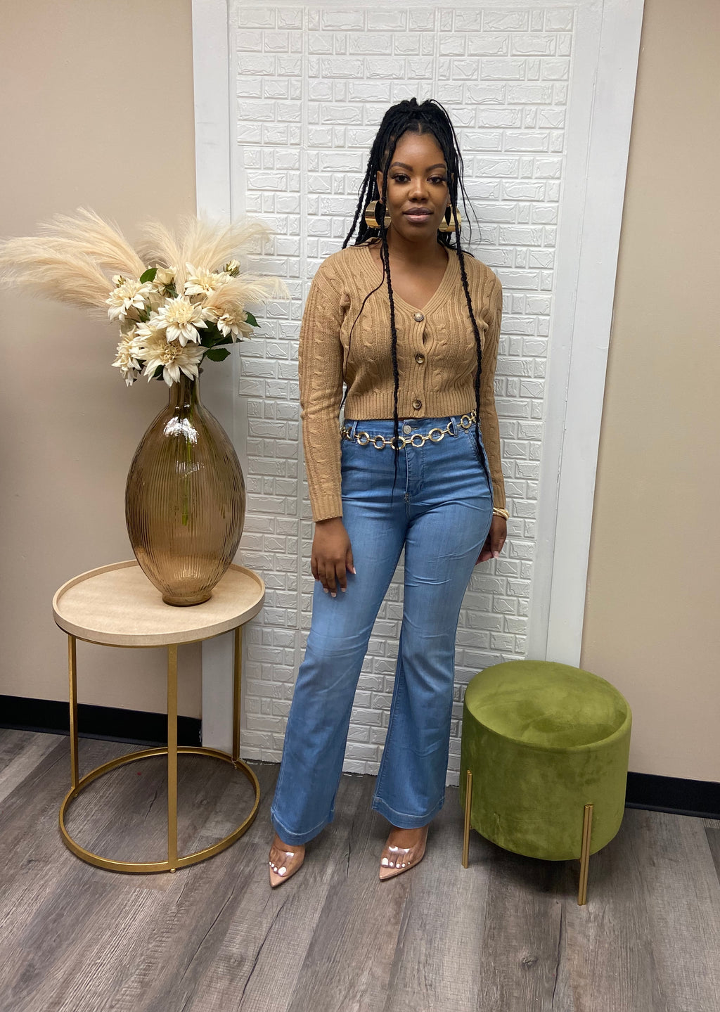 Nude knit crop top cardigan  image 0