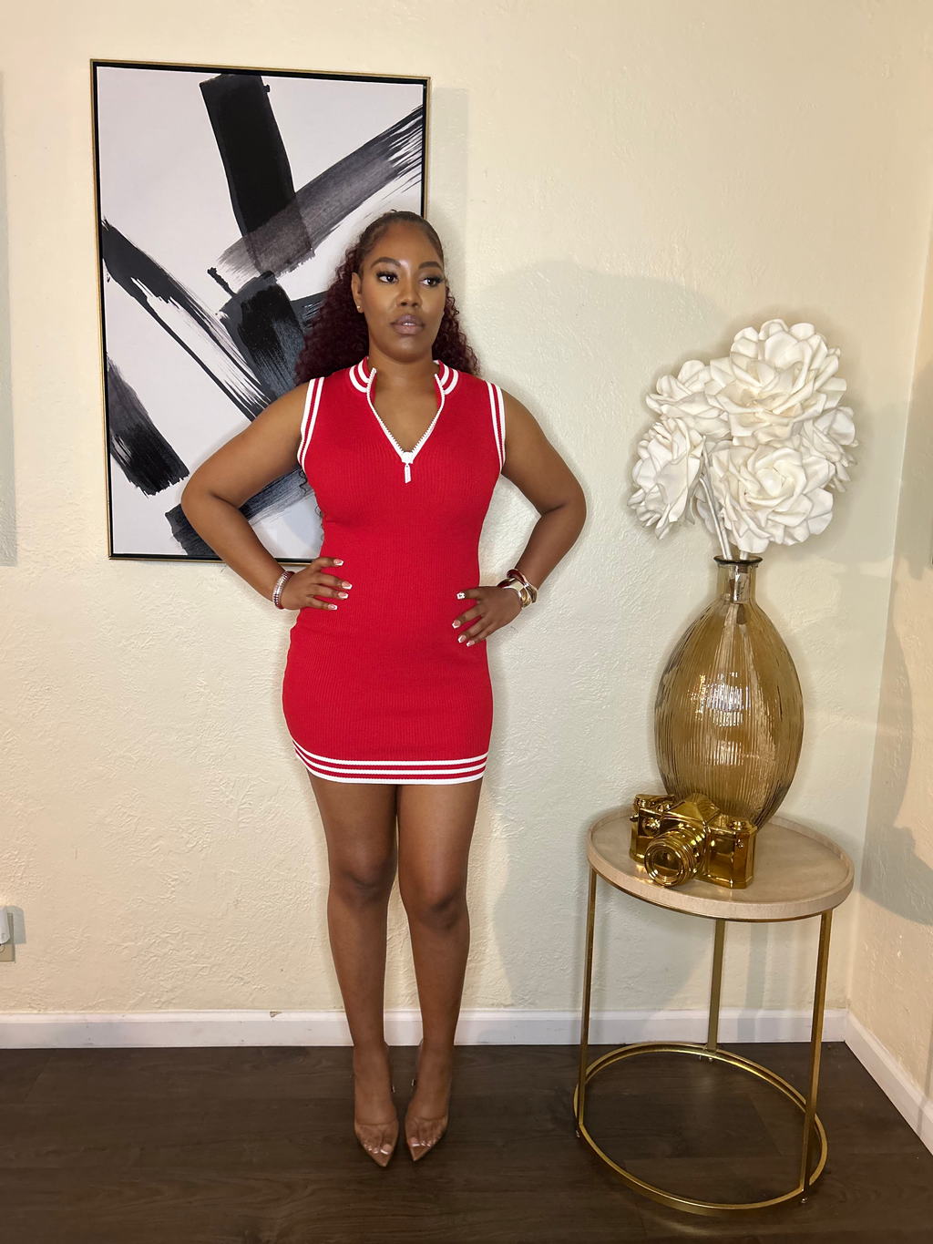 Kim K stripped dress image 0