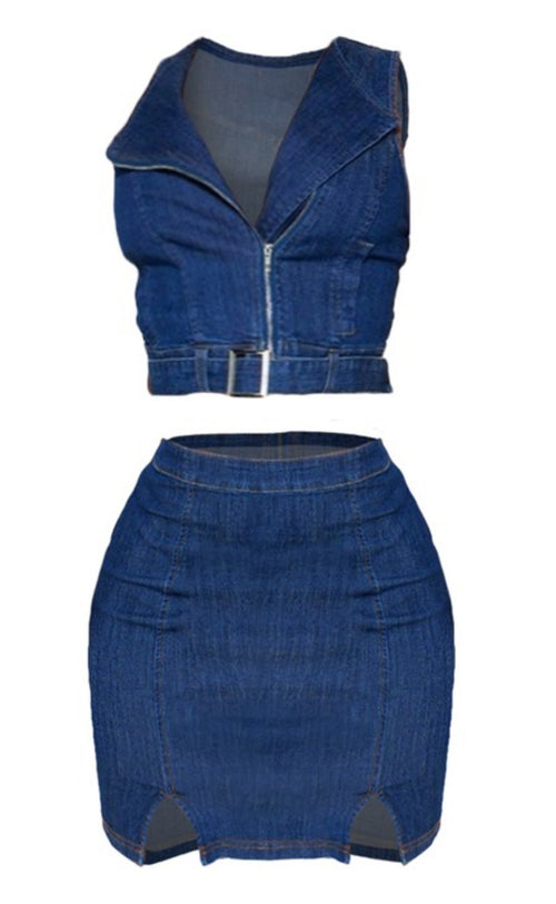 Shala denim skirt set  image 1