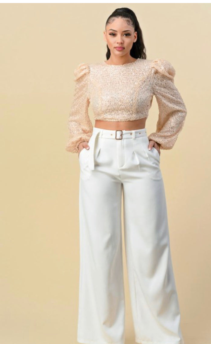 Buffy creame sequins top image 1