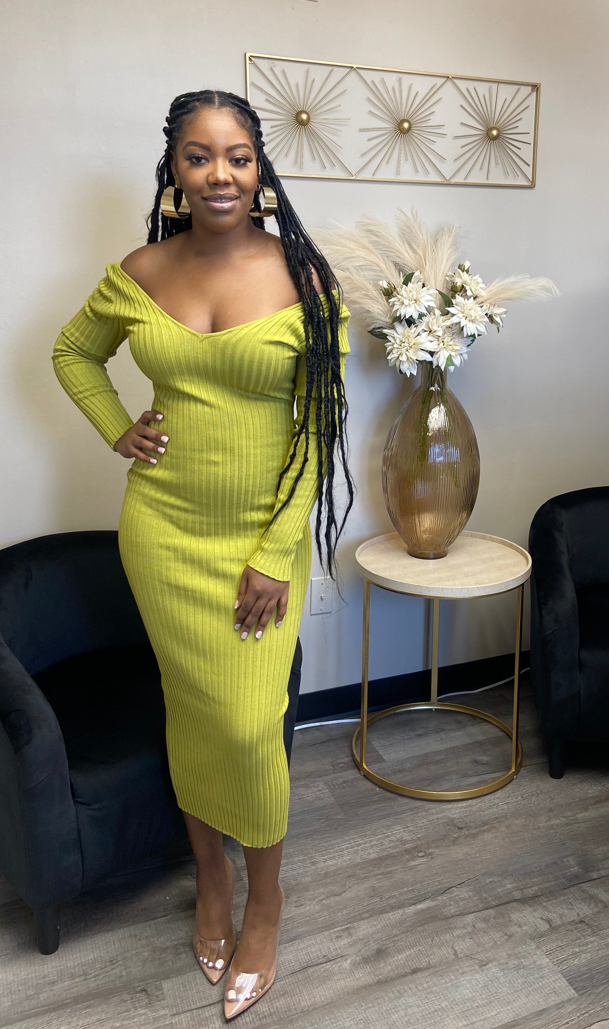 Ribbed off shoulder dress  image 2