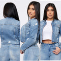 Que denim fitted denim jacket image 0