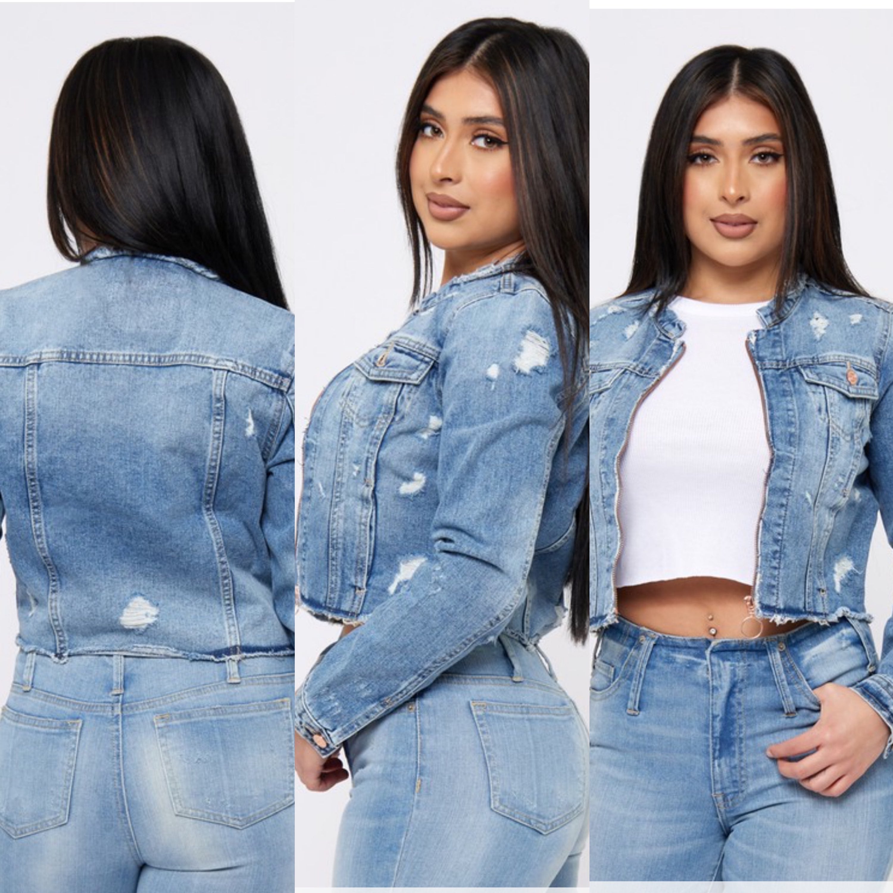 Que denim fitted denim jacket image 0