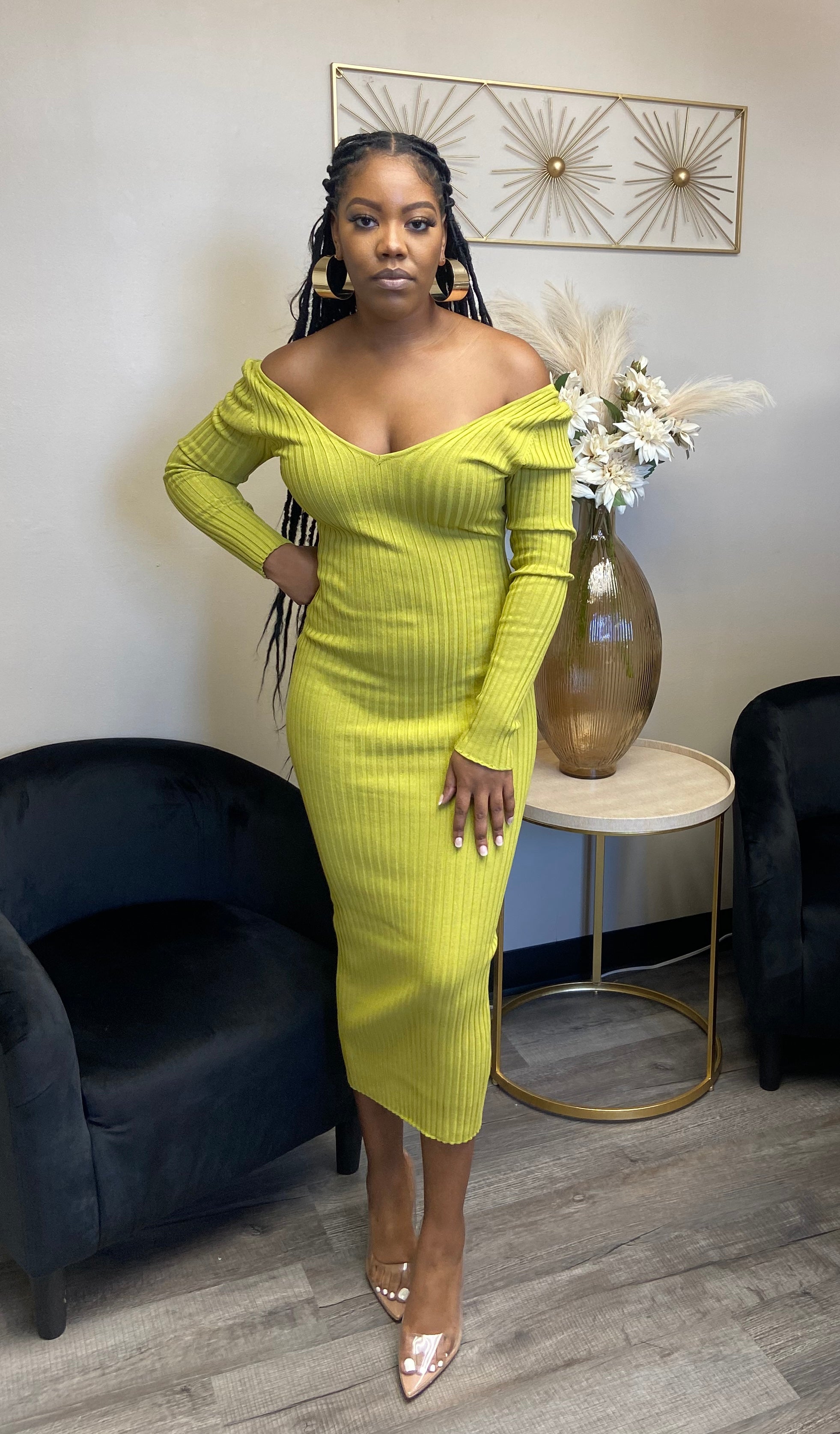 Ribbed off shoulder dress  image 3