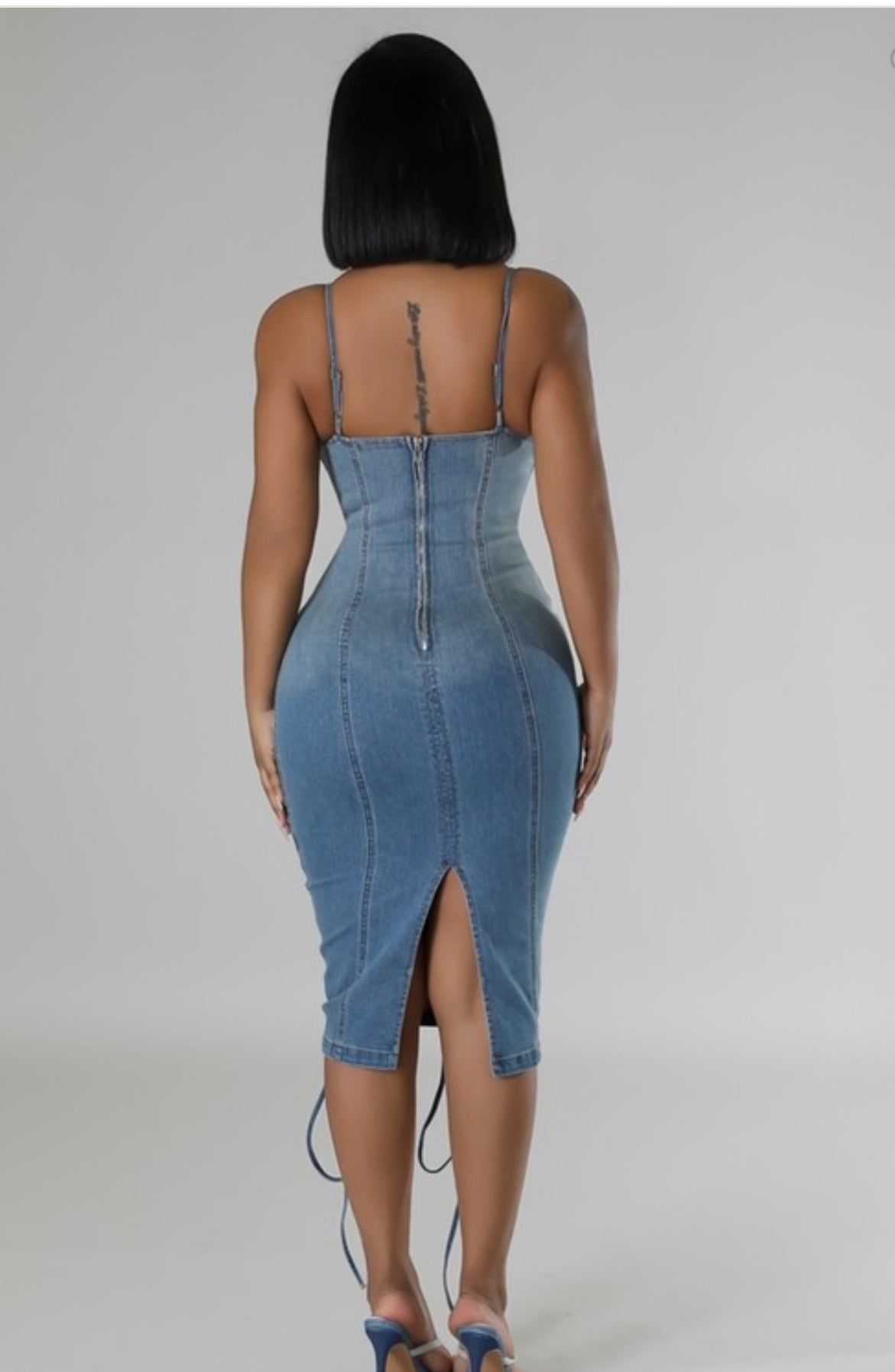 Lace me up denim dress image 2