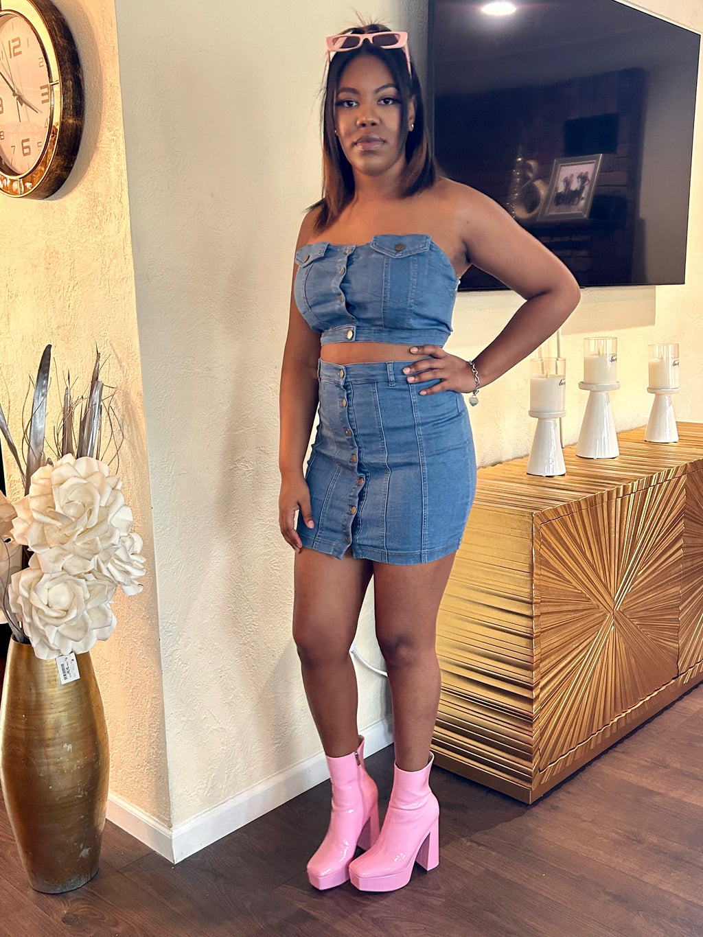 Kim denim skirt set image 1