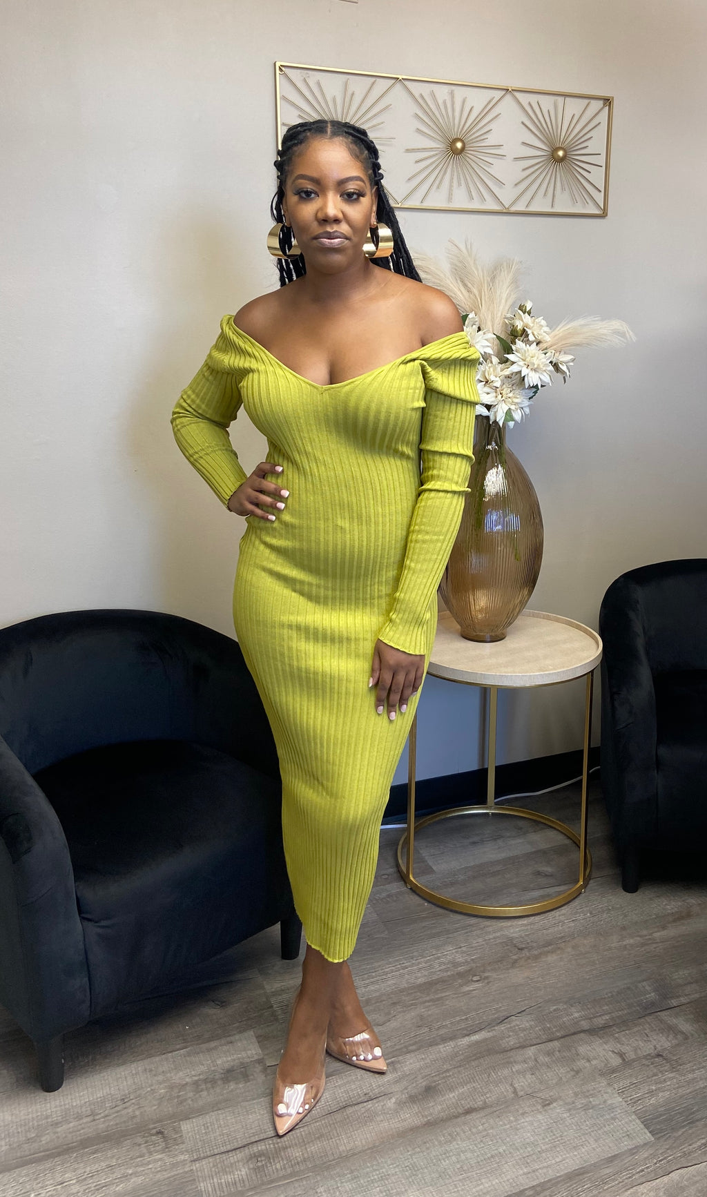Ribbed off shoulder dress  image 0
