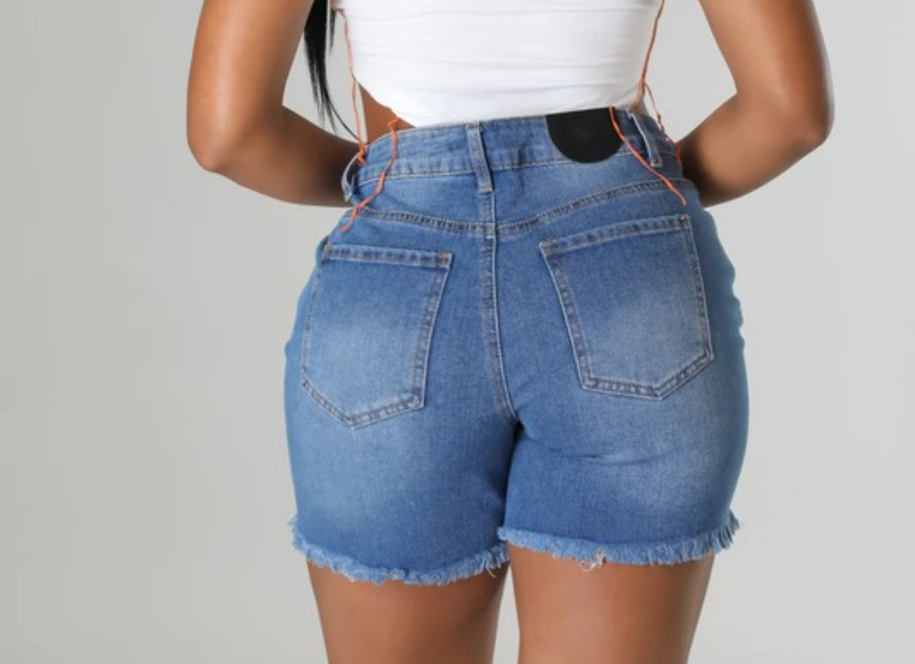 Hem denim shorts image 1
