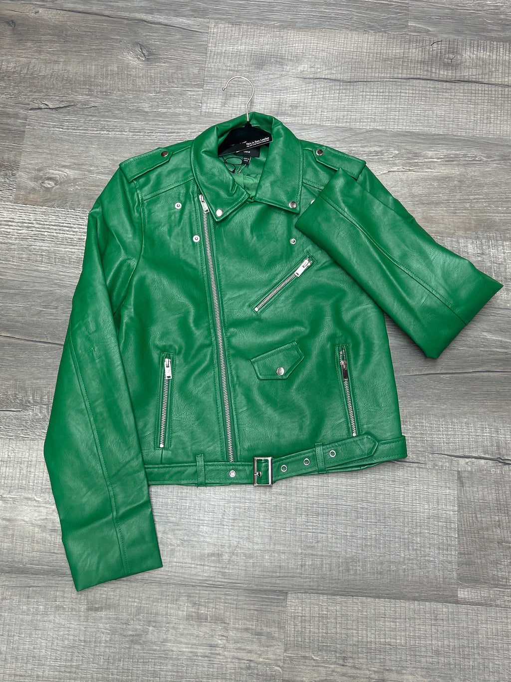 Petite Green faux leather jacket  image 1