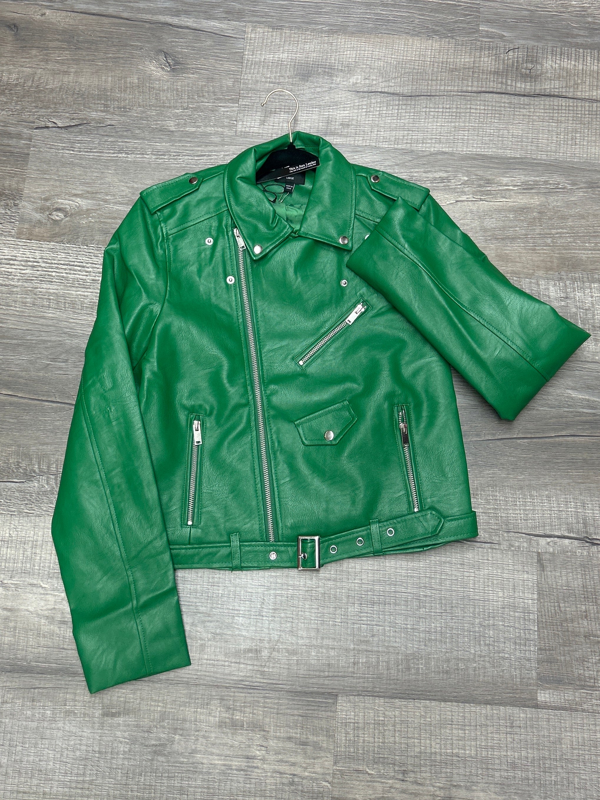 Petite Green faux leather jacket  image 1