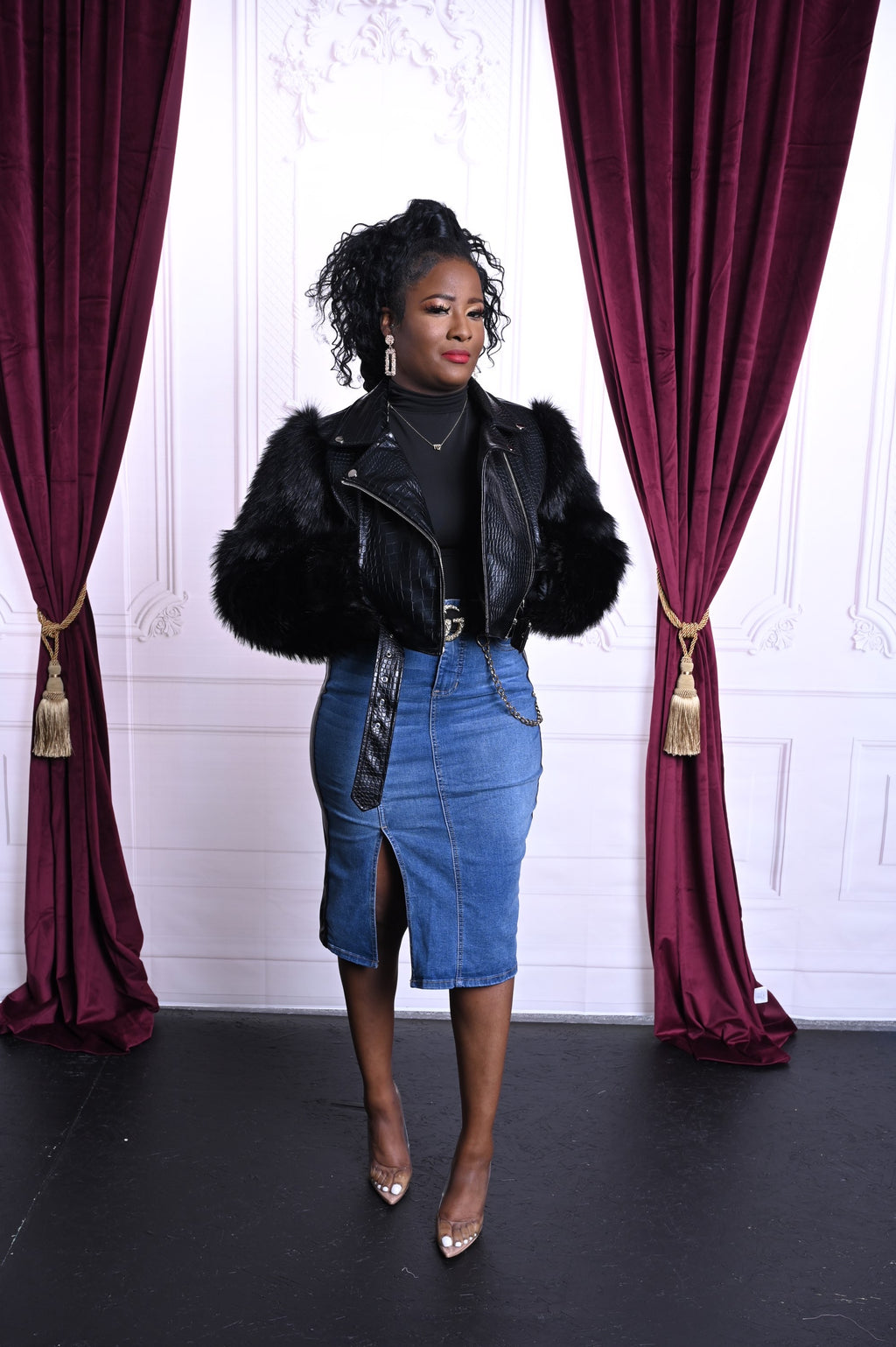 Amillion leather & denim skirt  image 1