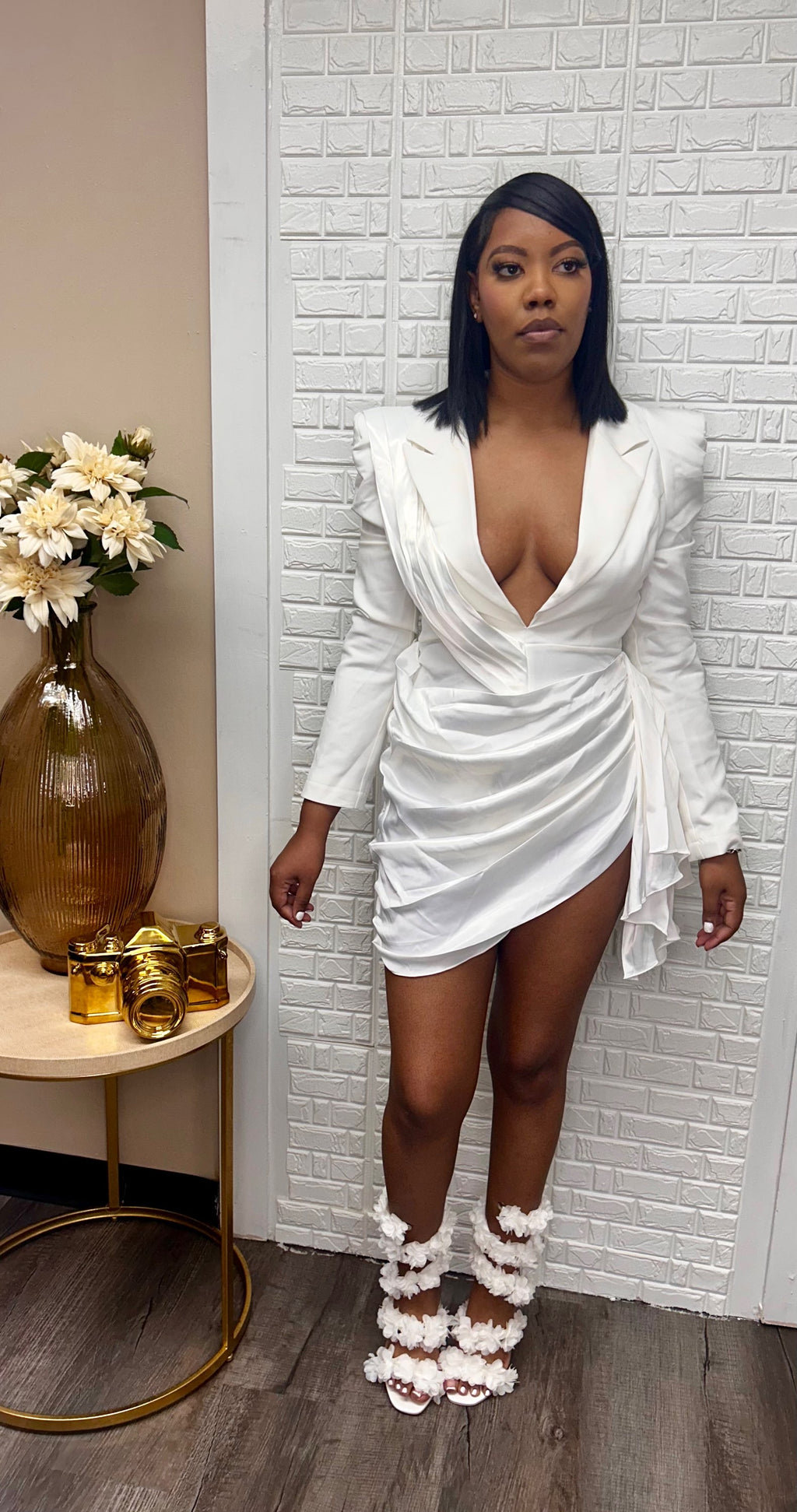 Birthday Girl White drape dress image 4