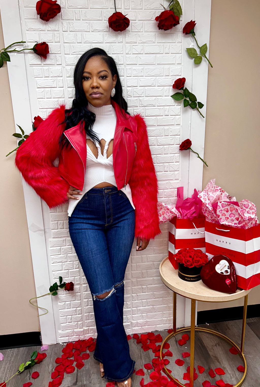 Sassy faux leather /fur crop jacket  image 0