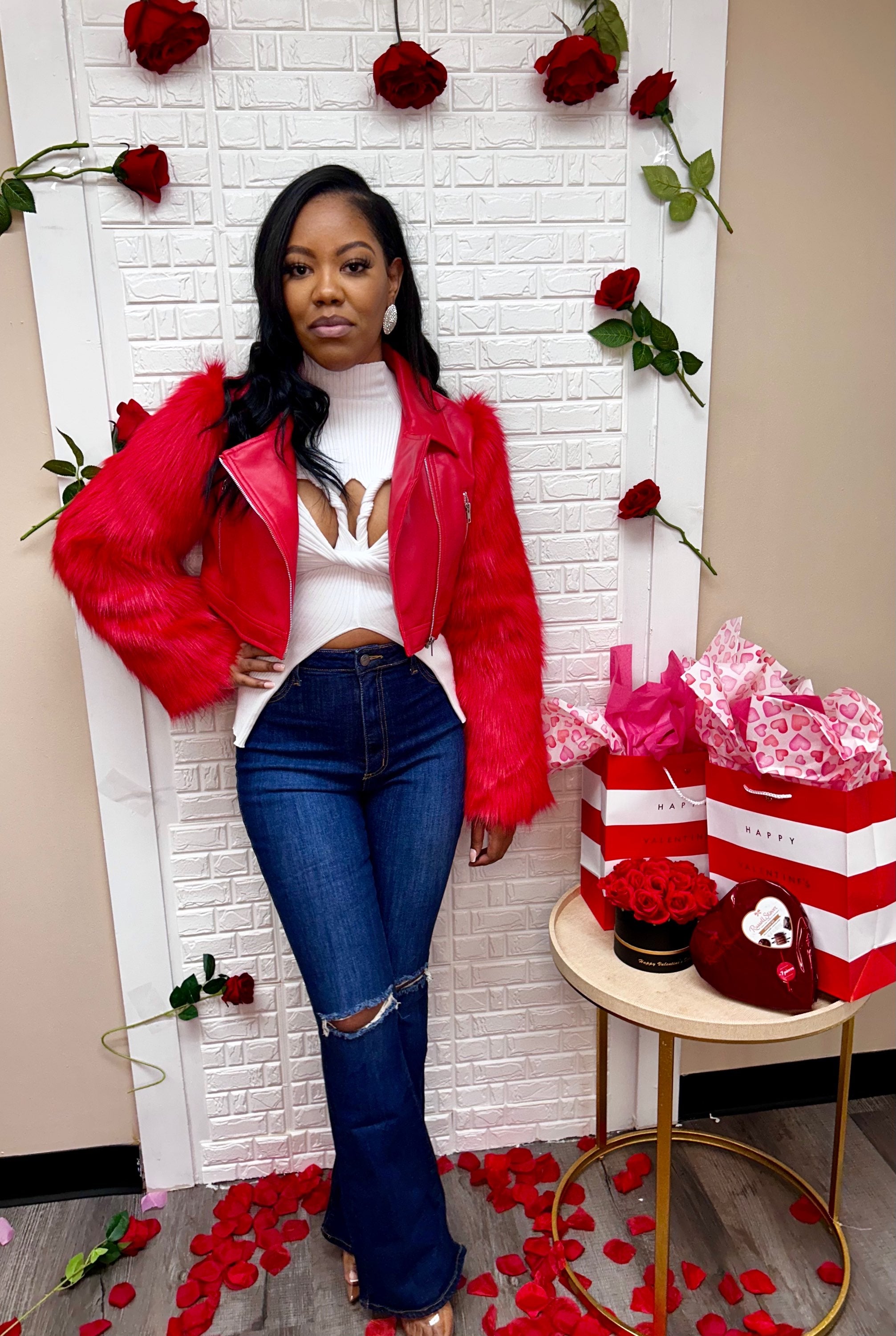 Sassy faux leather /fur crop jacket  image 0