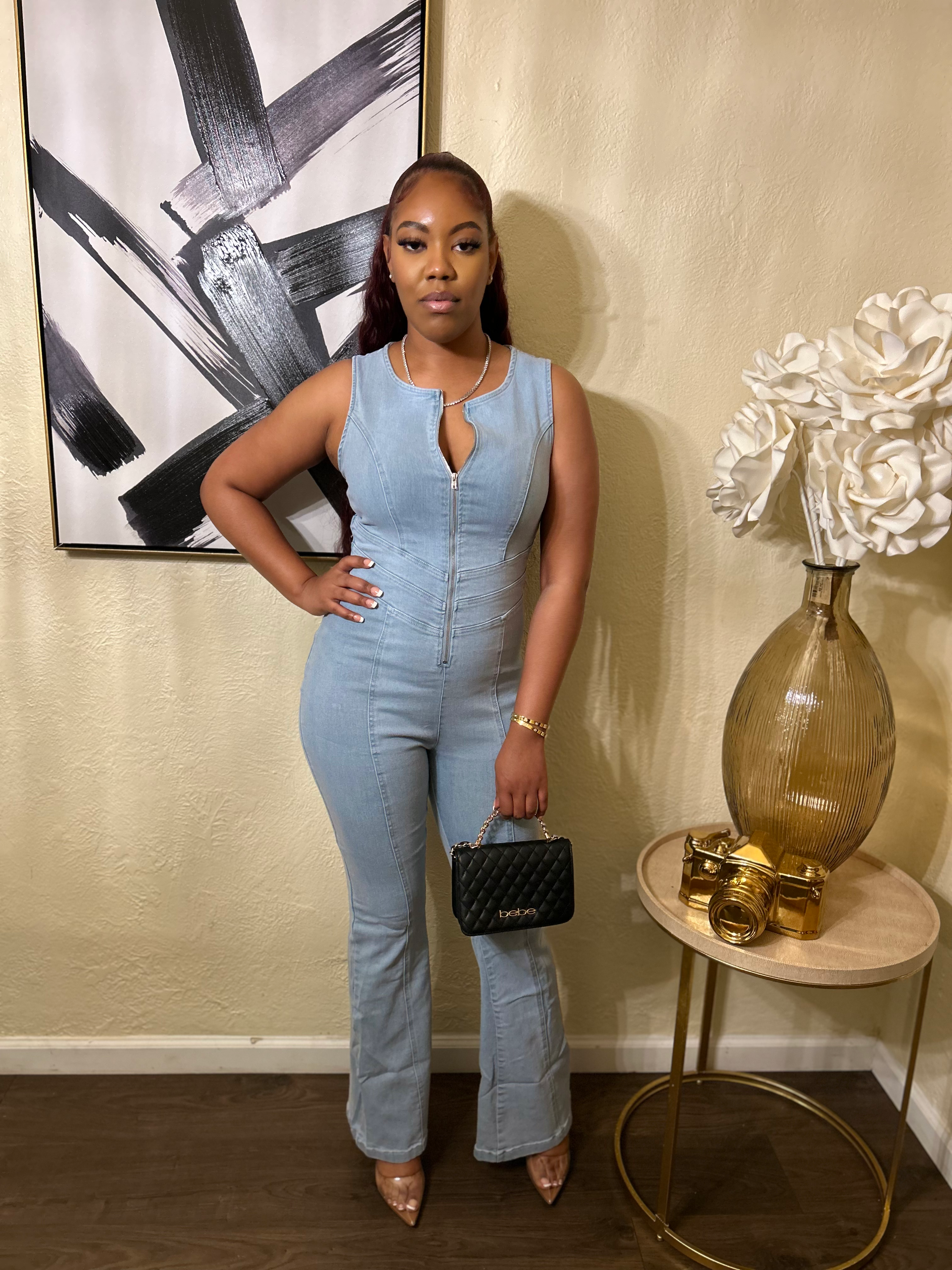 Make it work denim jumpsuit  image 0