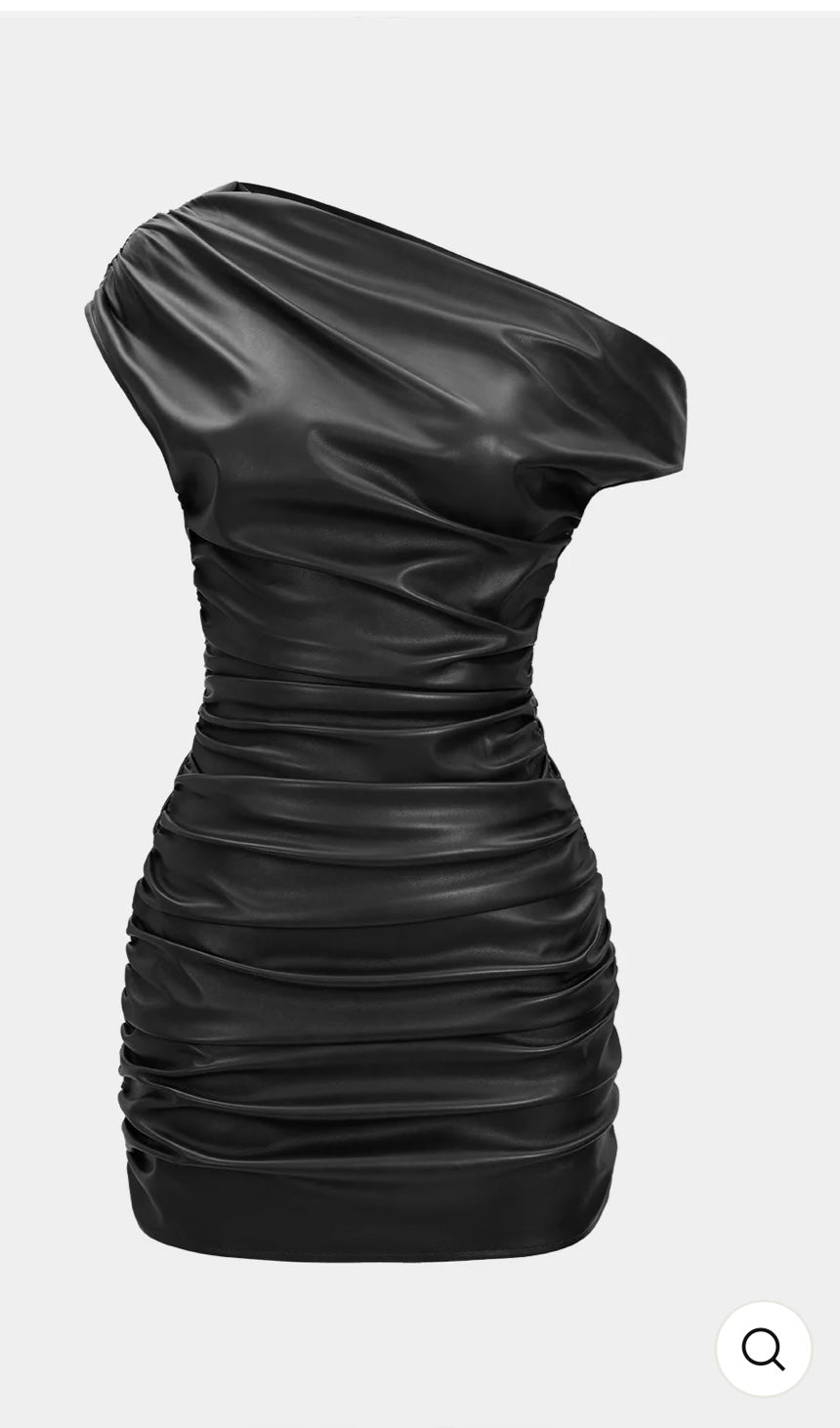 LUX LEATHER ONE SHOULDER DRESS