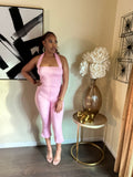 Pink back-out capris set