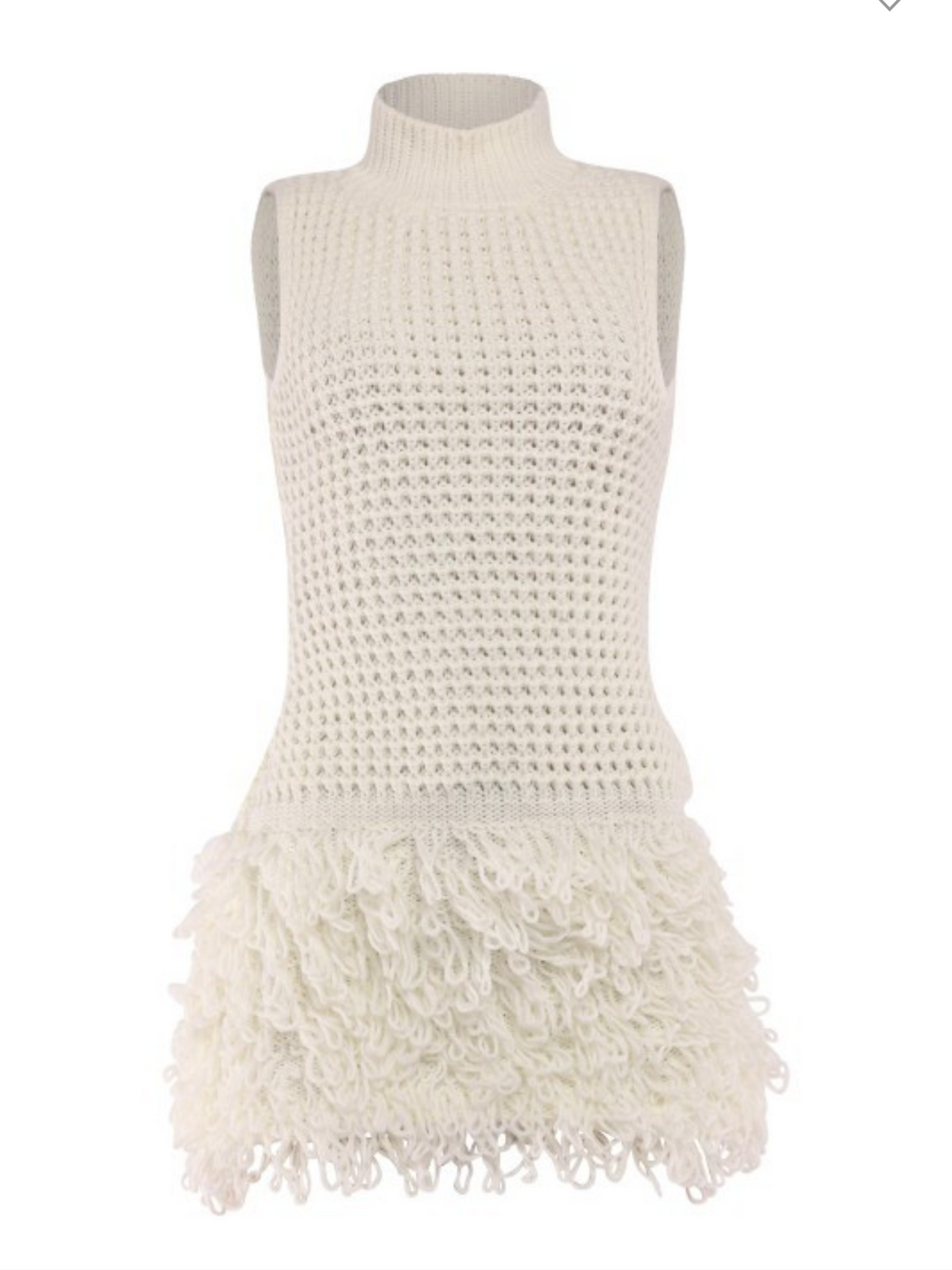 Tassel tank neck mini dress (Cream)