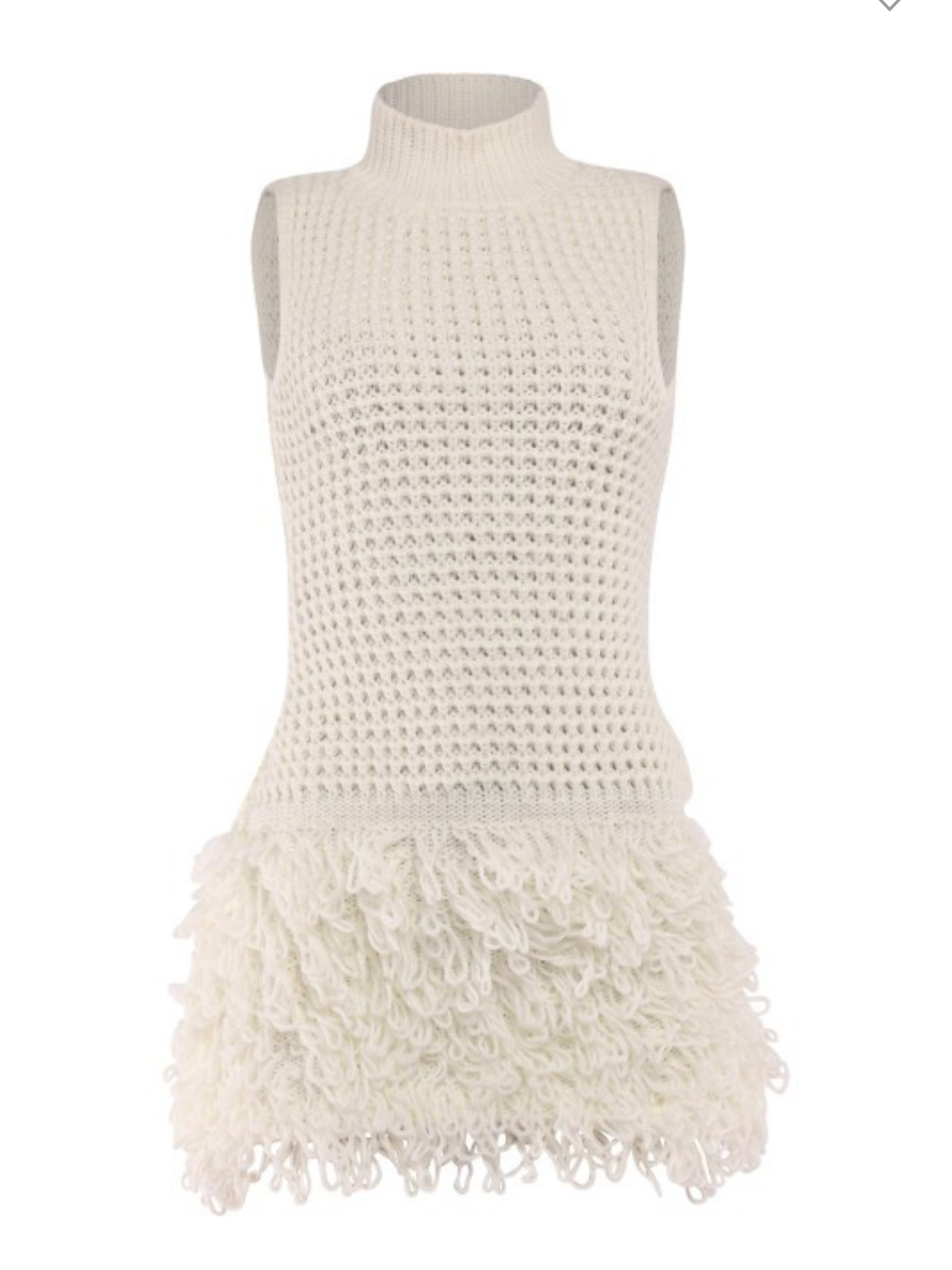 Tassel tank neck mini dress (Cream)