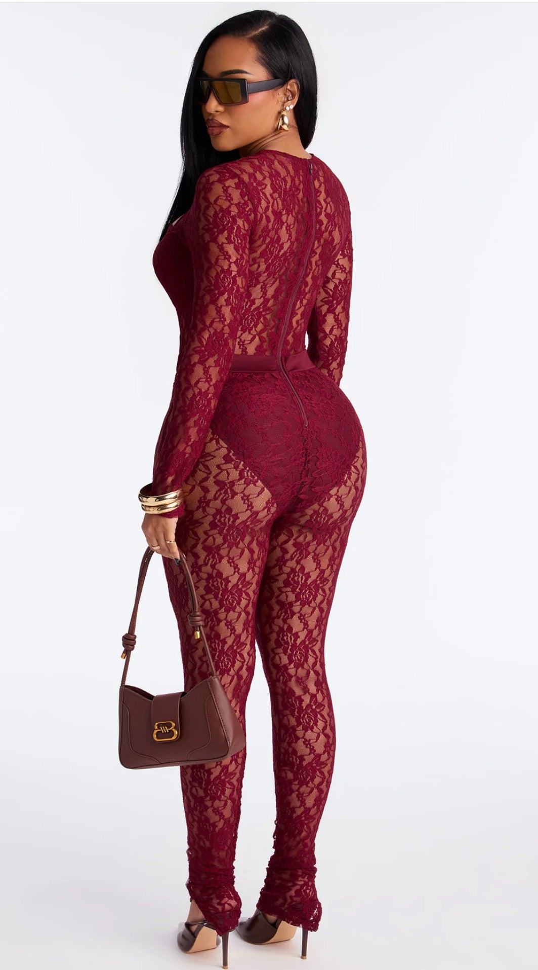 BURGUNDY TEMPTATION LACE JUMPSUIT