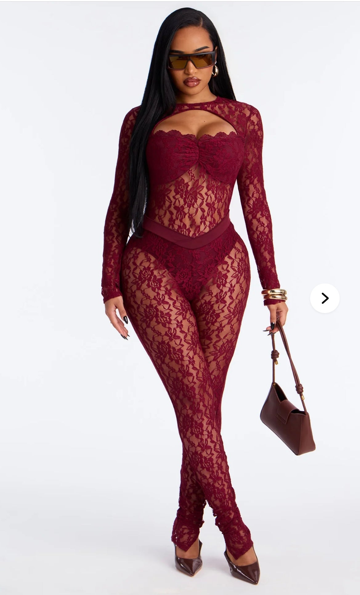 BURGUNDY TEMPTATION LACE JUMPSUIT