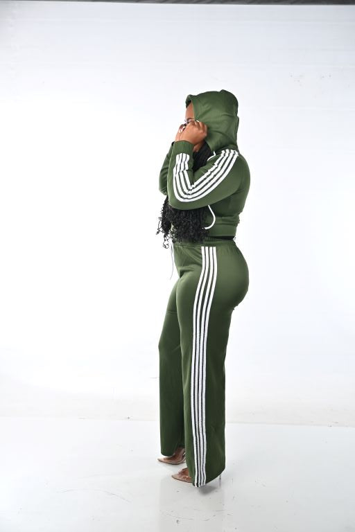 OLIVE STRIPED TRACK SET