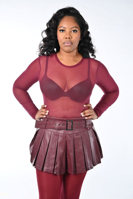 BURGUNDY SHEER BODYSUIT