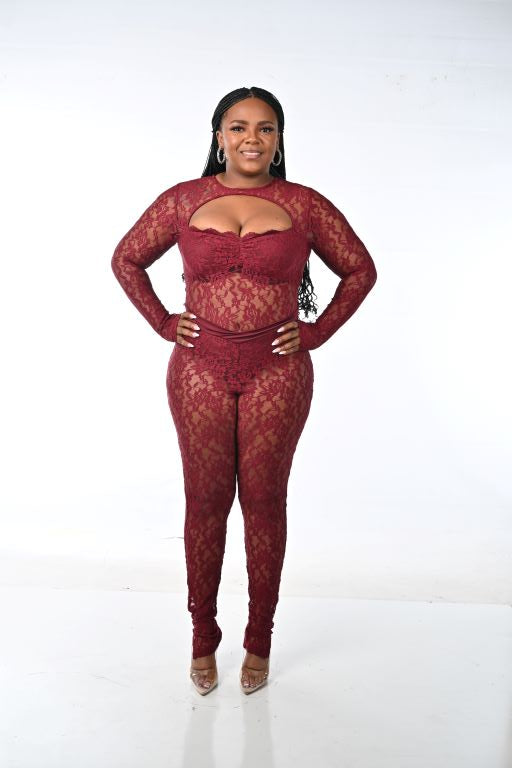 BURGUNDY TEMPTATION LACE JUMPSUIT