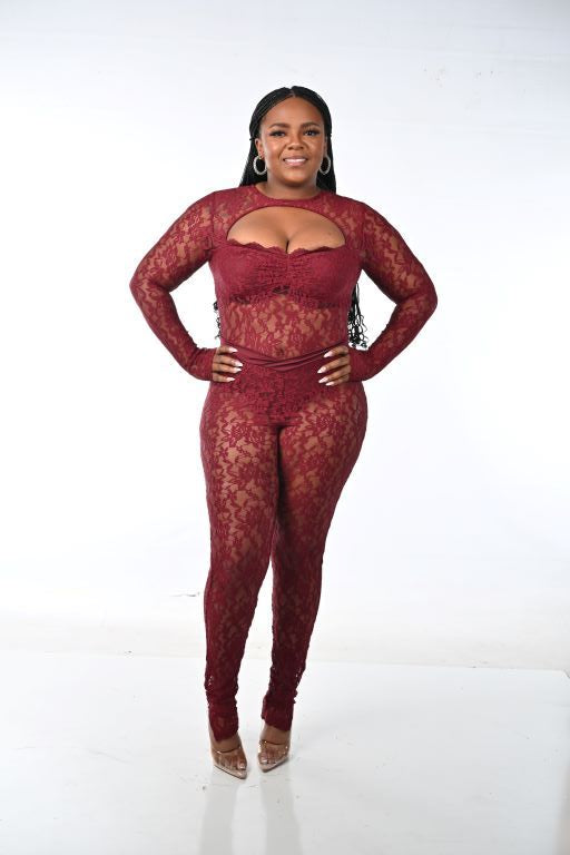 BURGUNDY TEMPTATION LACE JUMPSUIT