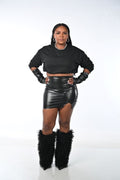 BLACK PU LEATHER SKIRT