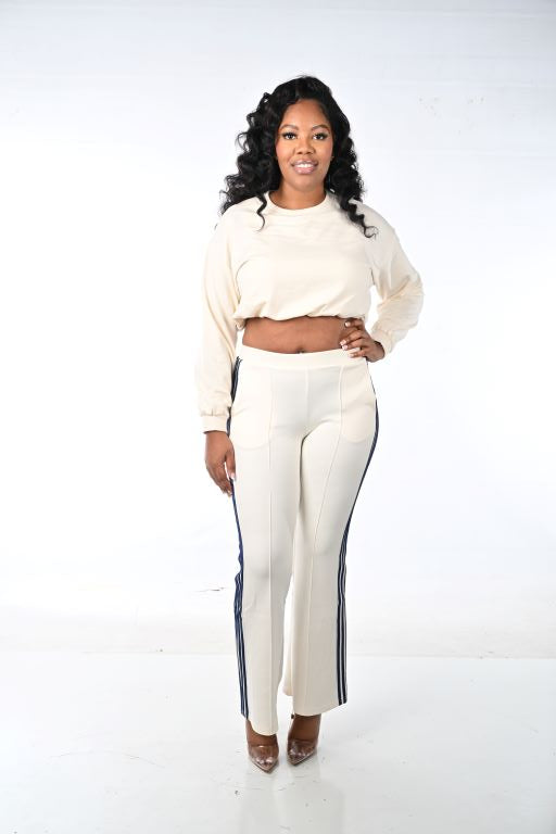 CREAM 4 STRIPED TRACK PANTS