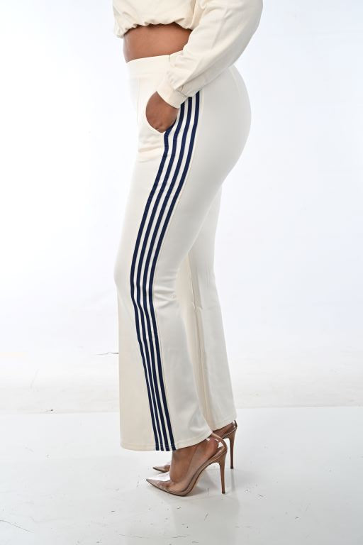 CREAM 4 STRIPED TRACK PANTS
