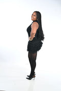BLACK TURTLE NECK KNIT DRESS