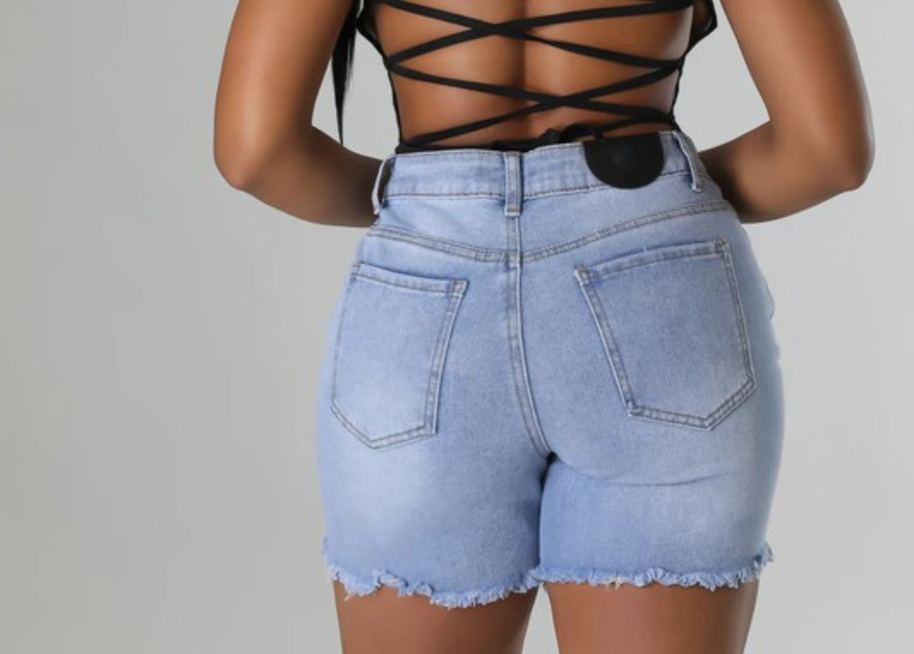 Hem denim shorts image 3