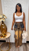 Sand wash denim cargo pants image 0