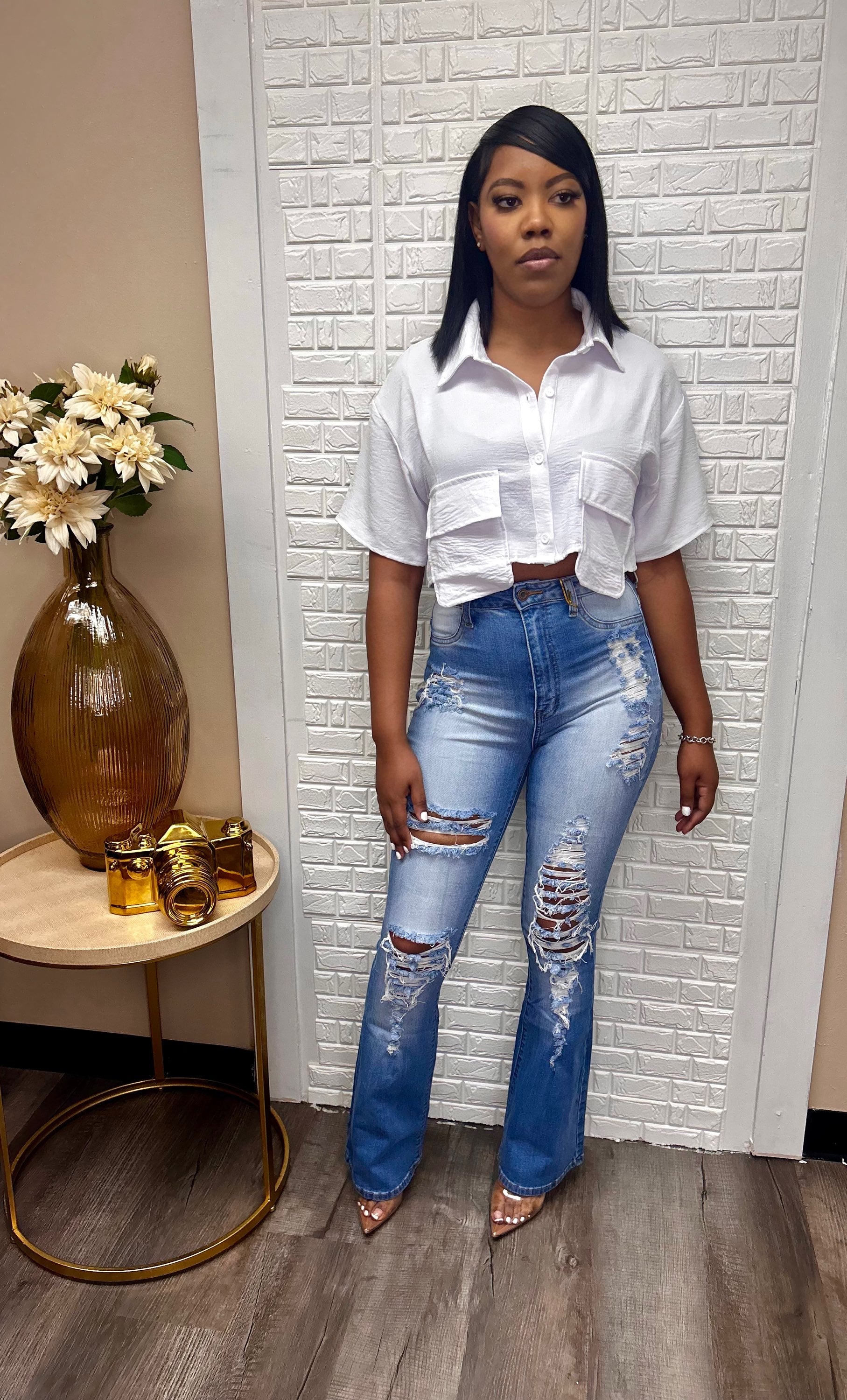 Triple ripped denim jeans  image 1