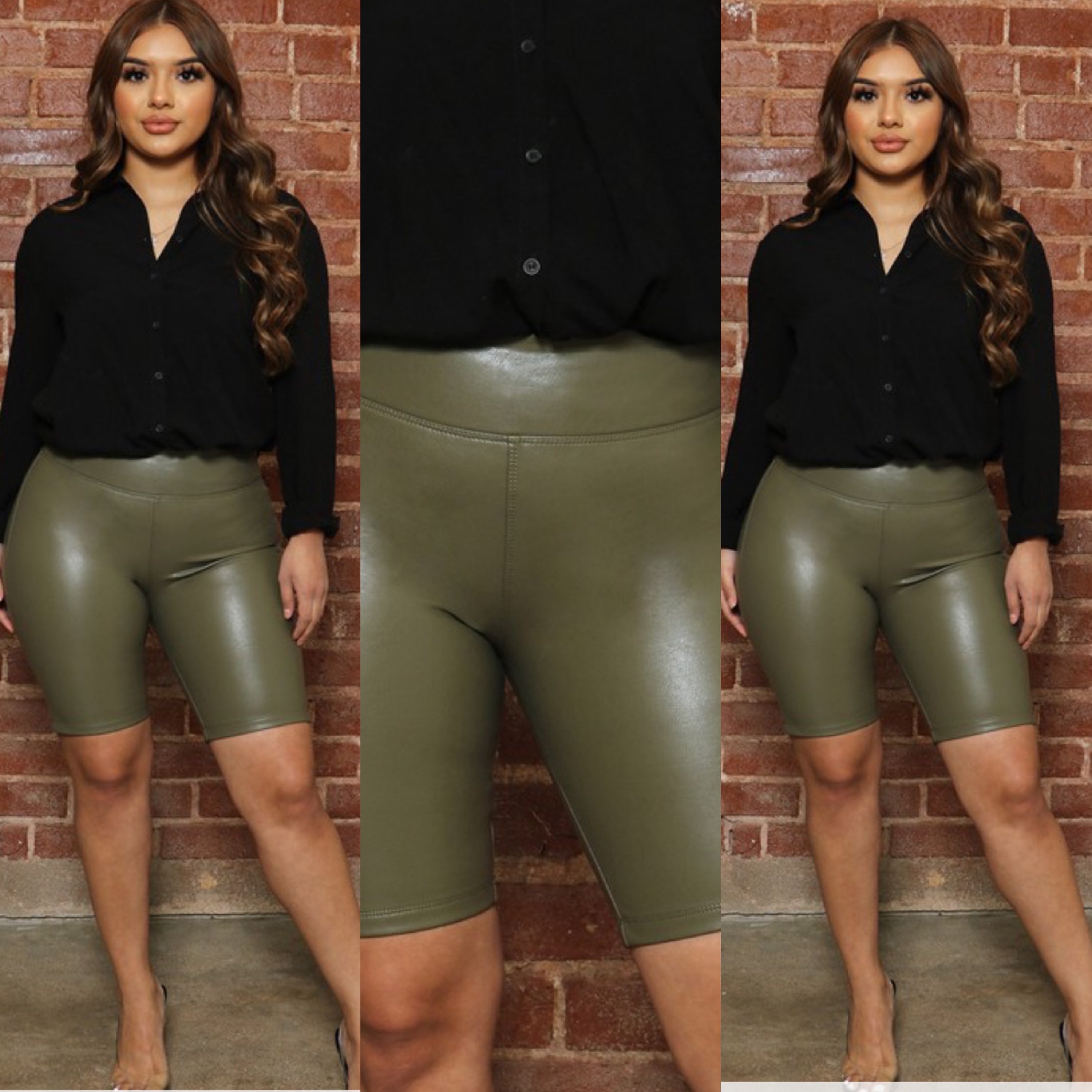 Shayla leather biker shorts  image 0