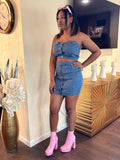 Kim denim skirt set image 0