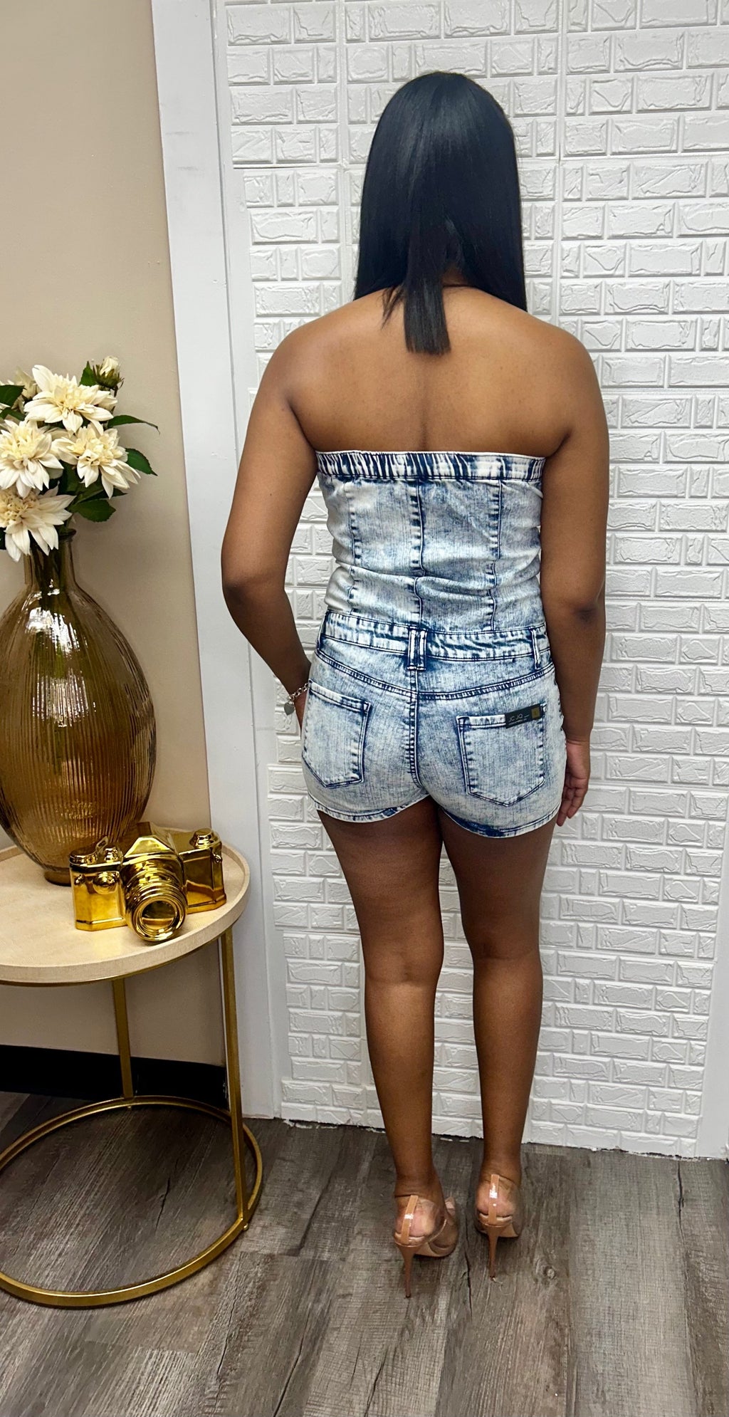 Denim stone wash romper  image 1