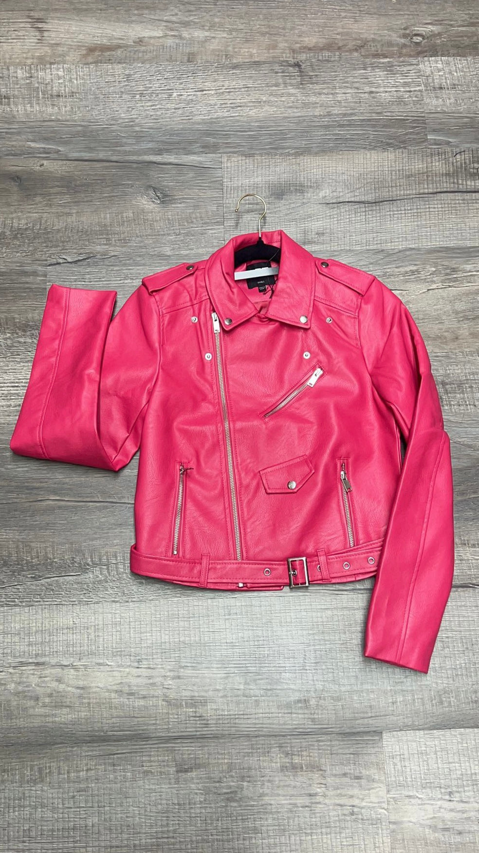 Petite Pink faux leather jacket  image 1